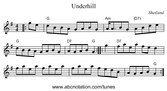 Underhill - staff notation