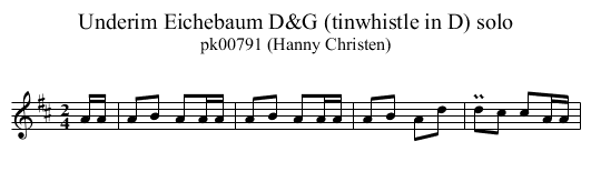 Underim Eichebaum D&G (tinwhistle in D) solo - staff notation