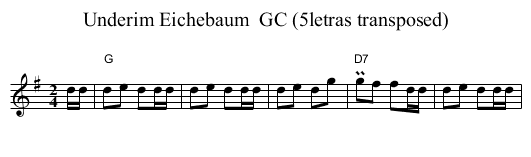 Underim Eichebaum  GC (5letras transposed) - staff notation