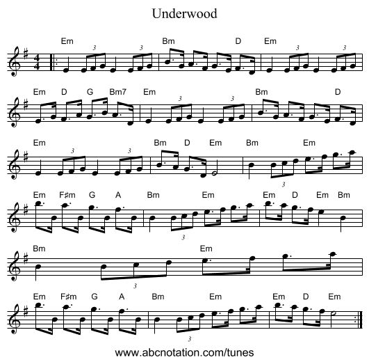 Underwood - staff notation