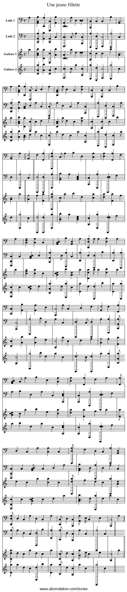 Une jeune fillette - staff notation
