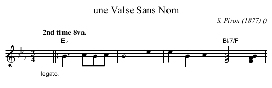 une Valse Sans Nom - staff notation