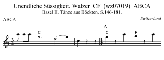 Unendliche Süssigkeit. Walzer  CF  (wz07019)  ABCA - staff notation