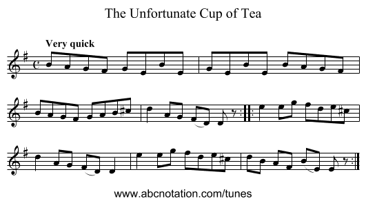 Unfortunate Cup of Tea, The - staff notation