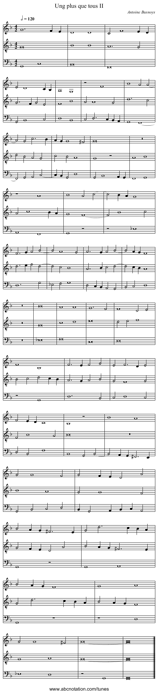 Ung plus que tous II - staff notation