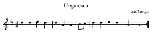 Ungaresca - staff notation