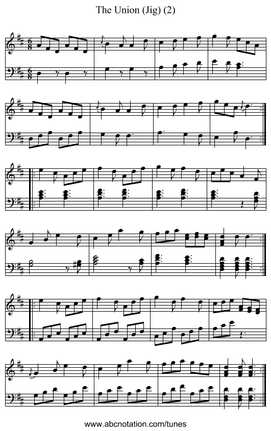Union (Jig) (2), The - staff notation