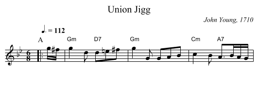 Union Jigg - staff notation
