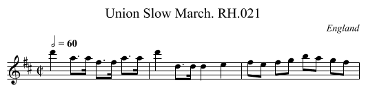 Union Slow March. RH.021 - staff notation