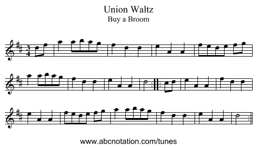 Union Waltz - staff notation