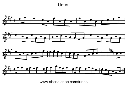 Union - staff notation
