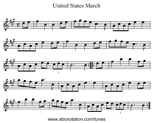 United States March - staff notation