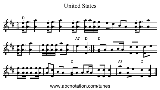 United States - staff notation