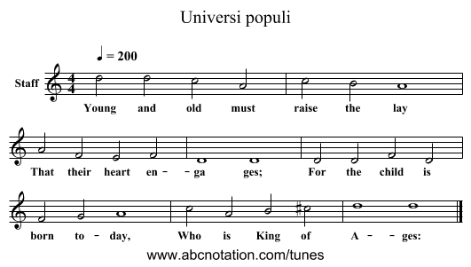 Universi populi - staff notation