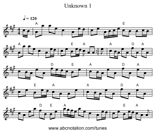 Unknown 1 - staff notation
