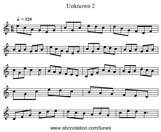 Unknown 2 - staff notation
