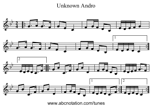 Unknown Andro - staff notation