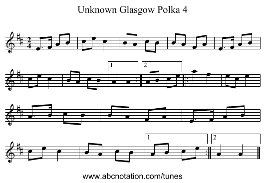 Unknown Glasgow Polka 4 - staff notation