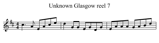 Unknown Glasgow reel 7 - staff notation
