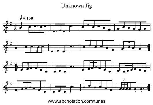 Unknown Jig - staff notation
