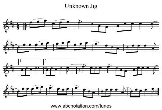Unknown Jig - staff notation