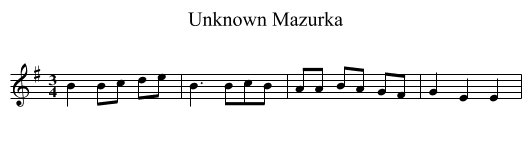 Unknown Mazurka - staff notation