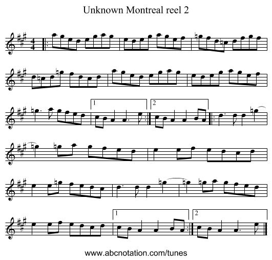 Unknown Montreal reel 2 - staff notation