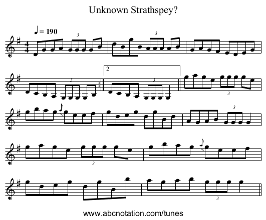 Unknown Strathspey? - staff notation