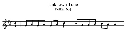 Unknown Tune - staff notation
