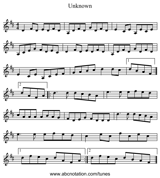 Unknown - staff notation