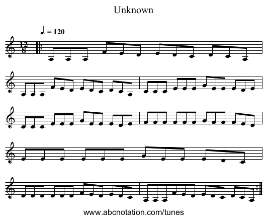 Unknown - staff notation