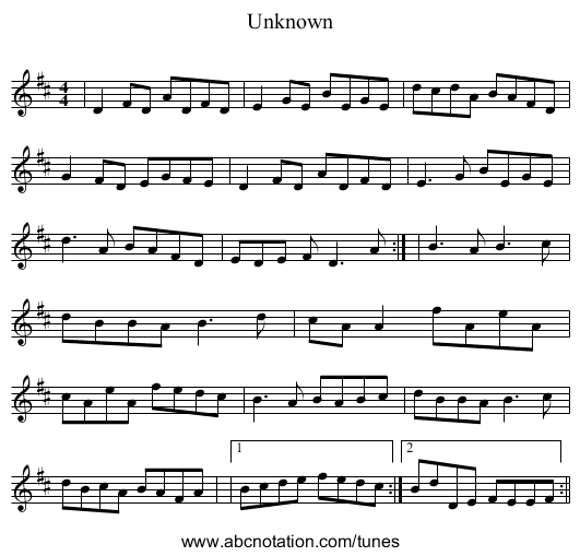 Unknown - staff notation