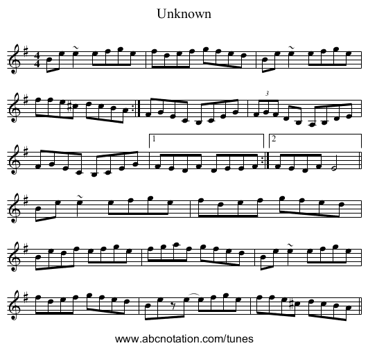 Unknown - staff notation