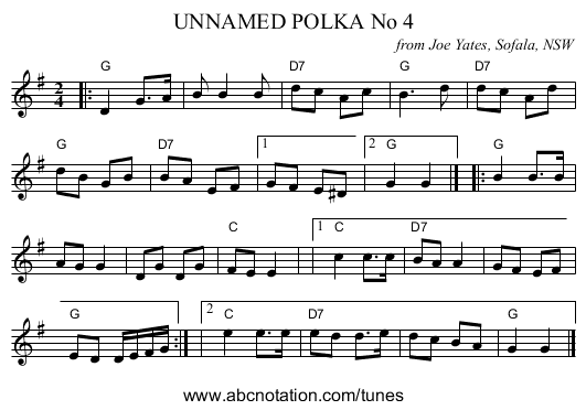UNNAMED POLKA No 4 - staff notation