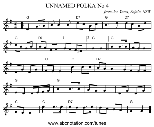 UNNAMED POLKA No 4 - staff notation