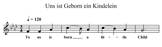 Uns ist Geborn ein Kindelein - staff notation