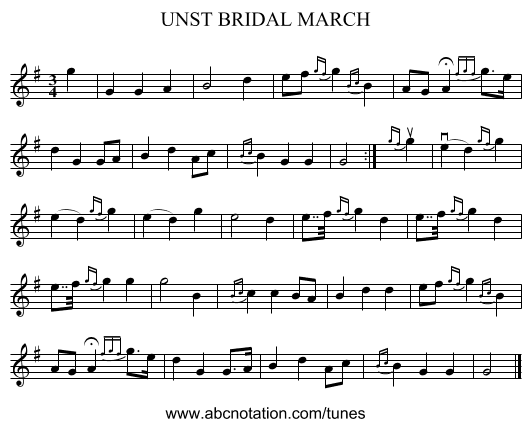 UNST BRIDAL MARCH - staff notation