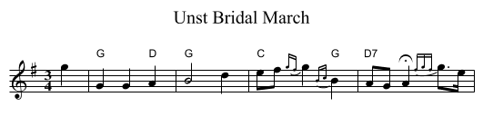 Unst Bridal March - staff notation