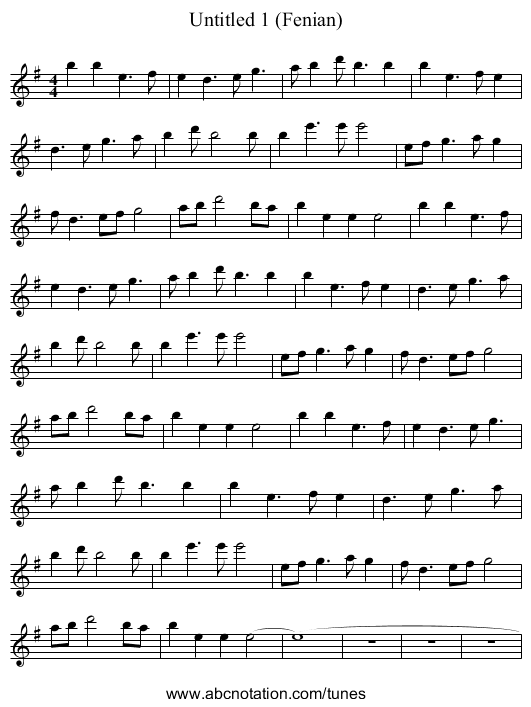 Untitled 1 (Fenian) - staff notation