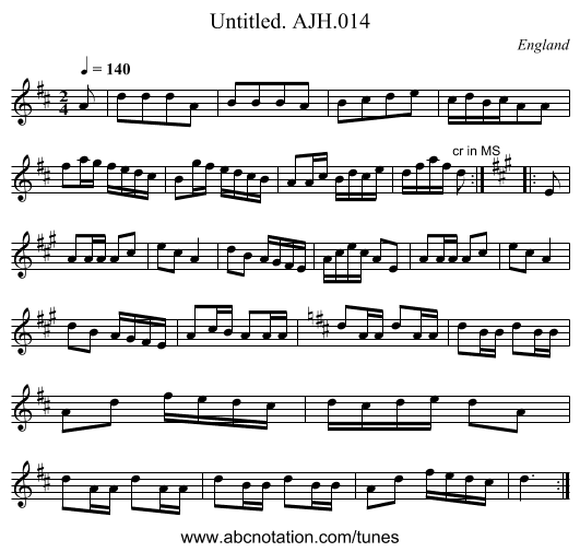 Untitled. AJH.014 - staff notation
