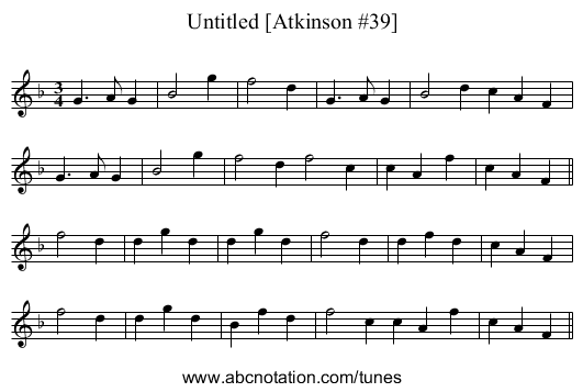 Untitled [Atkinson #39] - staff notation