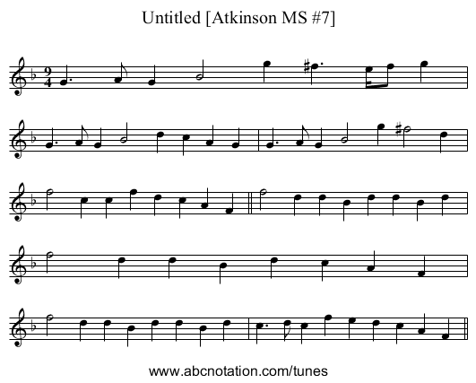 Untitled [Atkinson MS #7] - staff notation