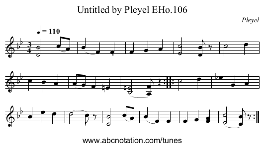 Untitled by Pleyel EHo.106 - staff notation