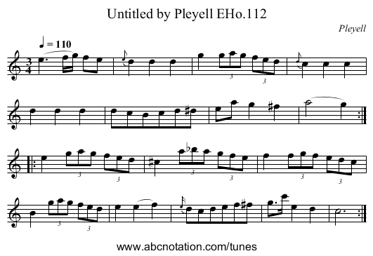 Untitled by Pleyell EHo.112 - staff notation