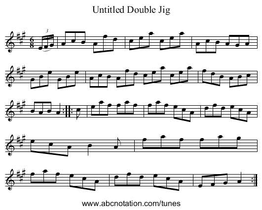Untitled Double Jig - staff notation