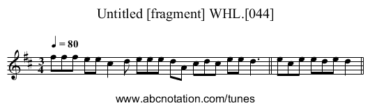 Untitled [fragment] WHL.[044] - staff notation