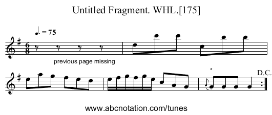 Untitled Fragment. WHL.[175] - staff notation
