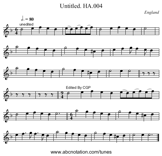 Untitled. HA.004 - staff notation