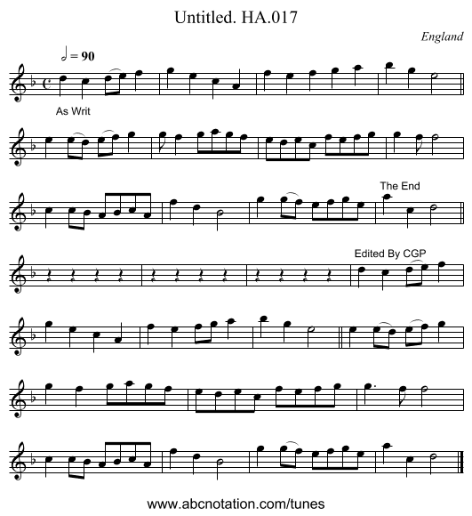 Untitled. HA.017 - staff notation