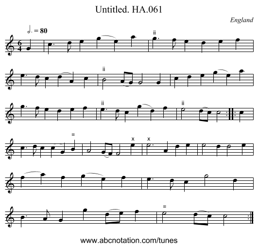 Untitled. HA.061 - staff notation
